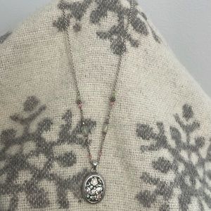 BRIGHTON necklace. Flower bee pendant. 9 inch chain.